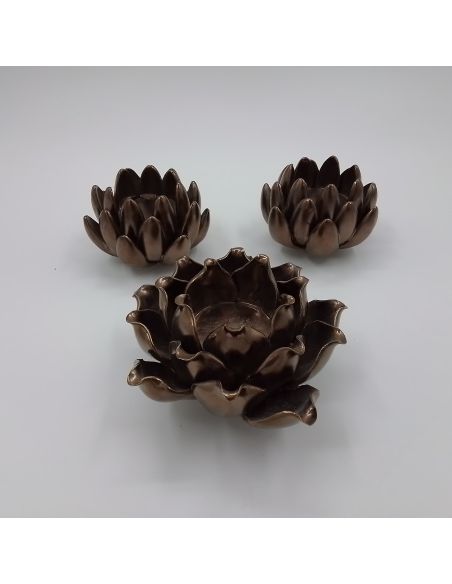 3 Bougeoirs fleurs