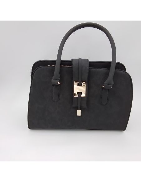 Sac à main couleur noir en daim