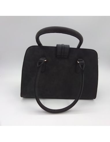 Sac à main couleur noir en daim
