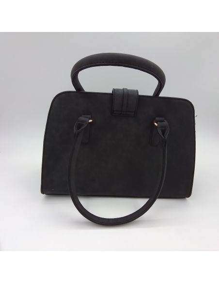 Sac à main couleur noir en daim