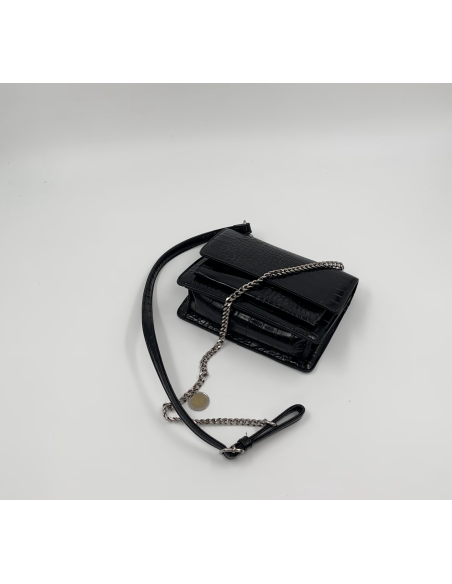 Petit sac noir effet croco