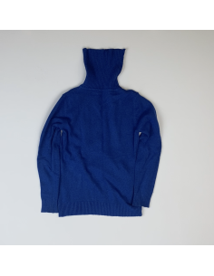 Pull col roulé bleu