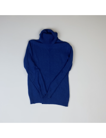 Pull col roulé bleu
