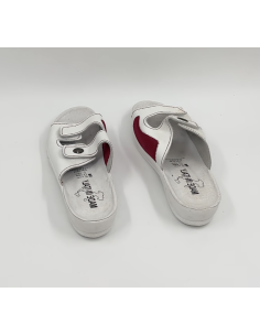 Mule cuir blanche et rouge 2