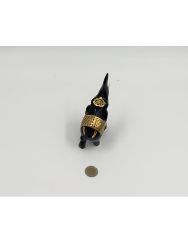 Statue elephant bois noir laqué 11 cm