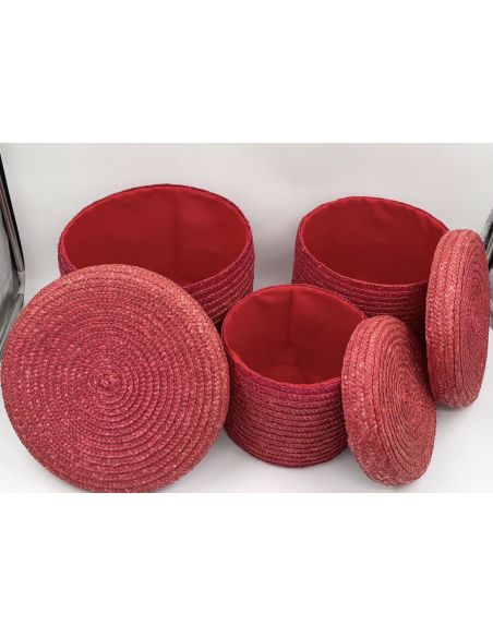 Panier rouge lot de 3