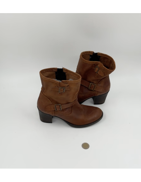 Bottine cuir brun
