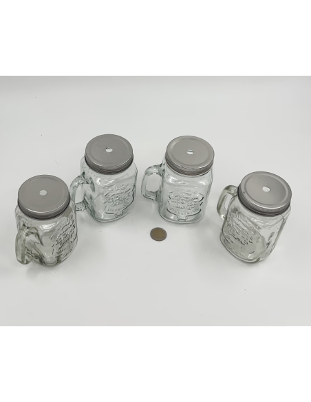 Choppe en verre avec couvercle lot de 4