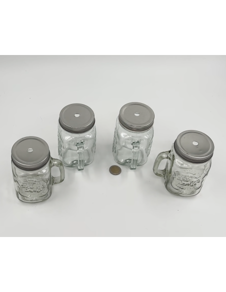 Choppe en verre avec couvercle lot de 4