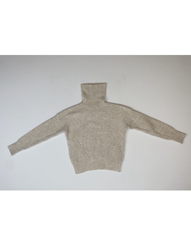 Pull beige col roulé
