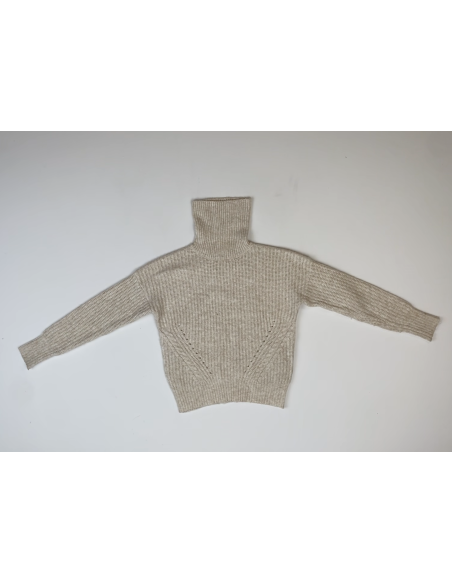 Pull beige col roulé