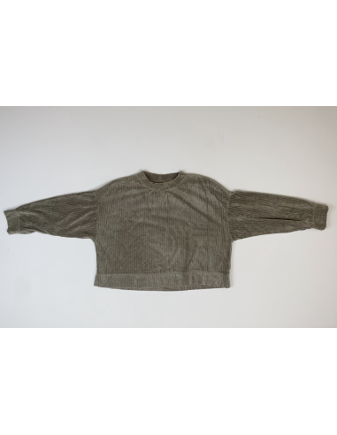 Pull velour côtelé kaki