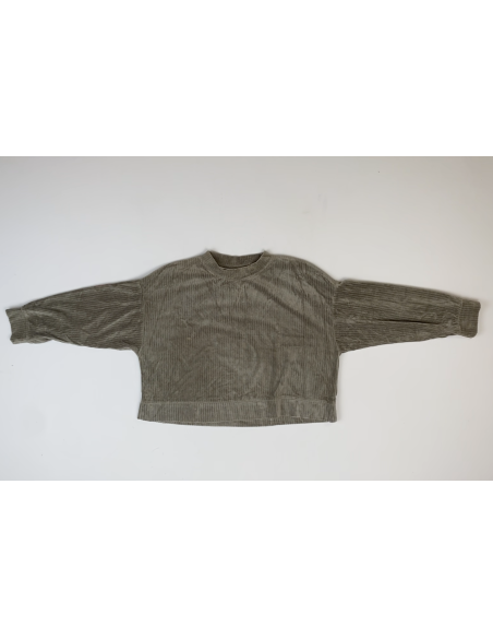 Pull velour côtelé kaki