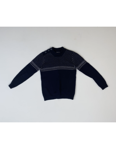 Pull bleu plus détail blanc