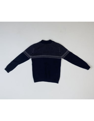 Pull bleu plus détail blanc