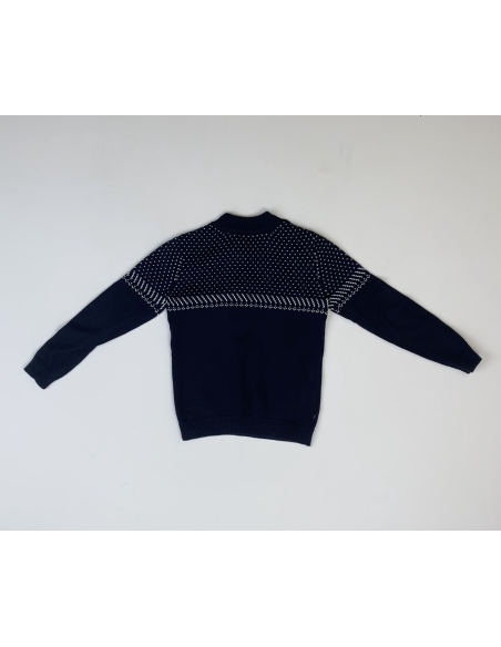 Pull bleu plus détail blanc