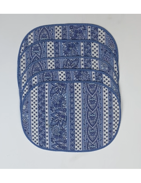 Set de table blanc et bleu lot de 5