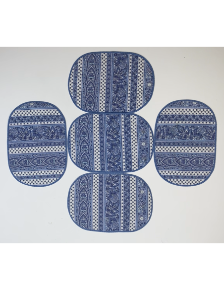Set de table blanc et bleu lot de 5