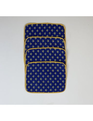 Set de table  bleu et jaune lot de 4