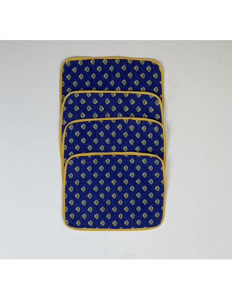 Set de table  bleu et jaune lot de 4