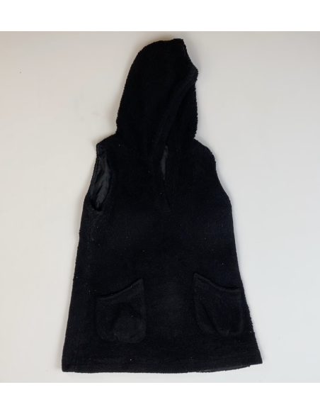 Gilet à capuche en tissu peluche noir