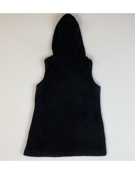 Gilet à capuche en tissu peluche noir