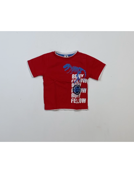 Bony Fellow rood t-shirt met dinosaurusmotief