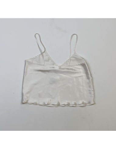 Top en satin blanc sans manches