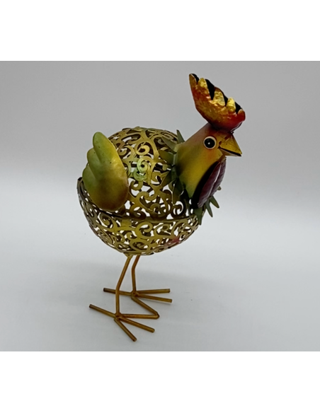 Décoration en métal en forme de poule
