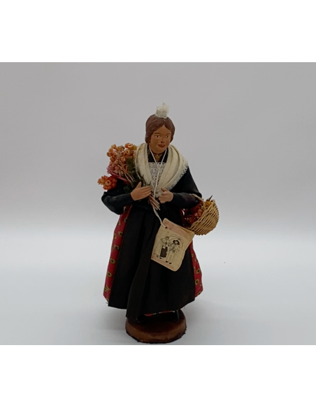 santon Figurine traditionnelle avec fleurs