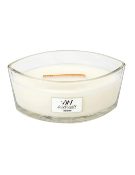 Woodwick Ellipse kaars. Geur: Witte teak. Brandduur 60 uur.