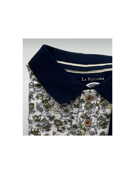 La Squadra poloshirt met bloemenmotief. Maat: 3XL