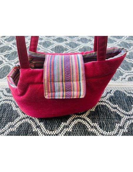 Sac de transport, rabat velcro + fond amovible 40CM. Coloris: fuchsia.