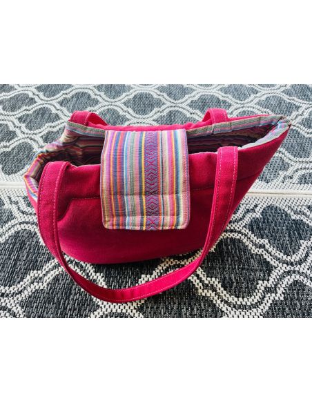 Sac de transport, rabat velcro + fond amovible 40CM. Coloris: fuchsia.