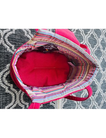 Sac de transport, rabat velcro + fond amovible 40CM. Coloris: fuchsia.