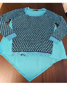 Pull en bleu et noir. Taille M