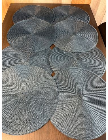 Lot de 8 set de table. Rondes. Bleues.