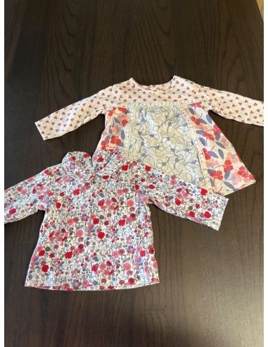 Lot de 2 blouses à fleurs bébé. 3 mois.