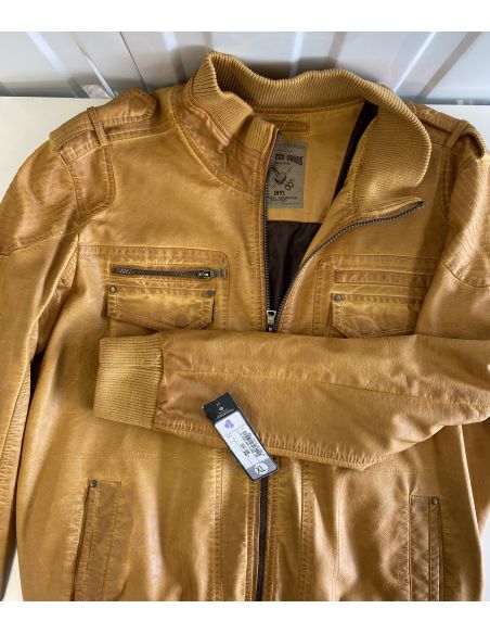 Oker imitatie leren jack - nieuw