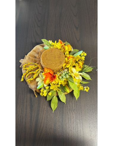 Décoration florale en jute