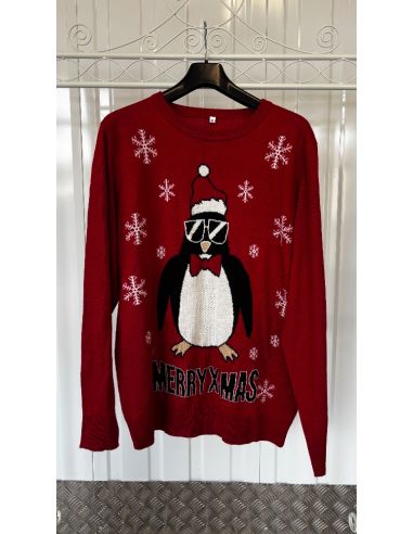 Pull de Noël avec pingouin taille XL