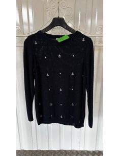 Pull noir avec motifs marins