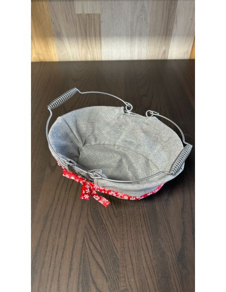 Panier de rangement en métal avec ruban rouge