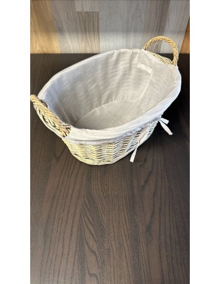 Panier de rangement en osier avec doublure tissu beige