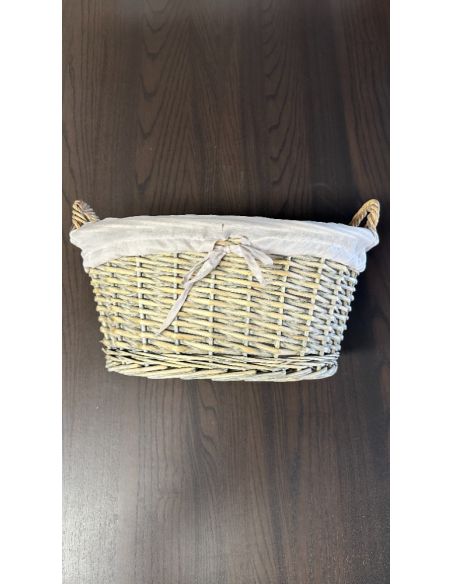 Panier de rangement en osier avec doublure tissu beige