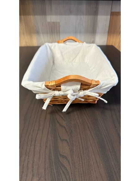 Panier de rangement en osier avec poignées bois naturel