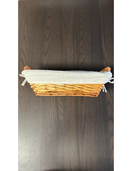 Panier de rangement en osier avec poignées bois naturel