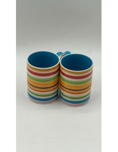 Tasse double rayée colorée
