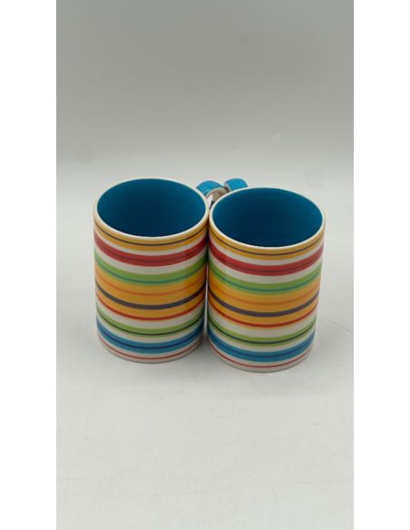 Tasse double rayée colorée