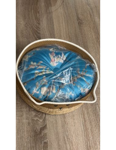 Panier pour chat avec coussin bleu